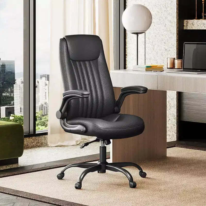 Ergonomic High Back Office Chair, Adjustable Flip-up Armrests Desk Chair with Lumbar Support and Thick Headrest