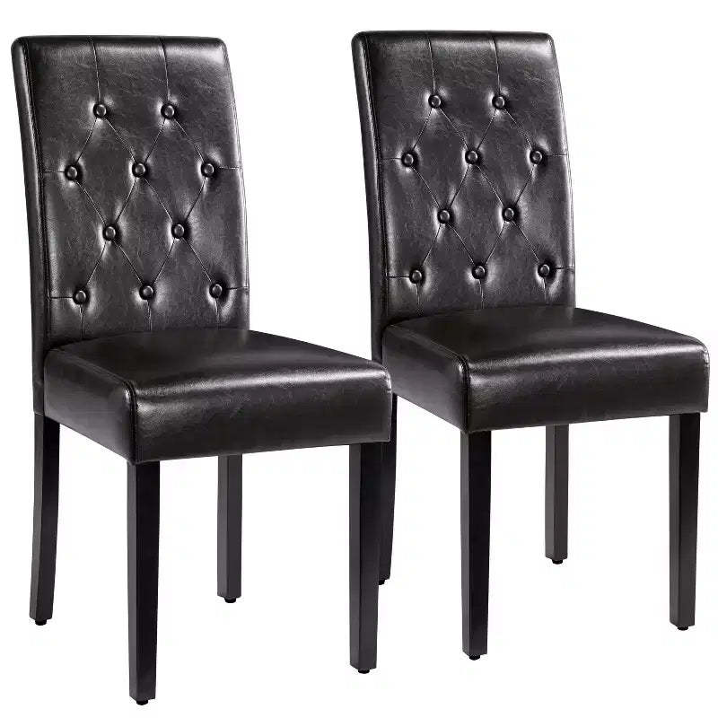 Yaheetech Set of 4 Button Tufted Faux Leather Dining Chairs for Home, Restaurants, Cafe