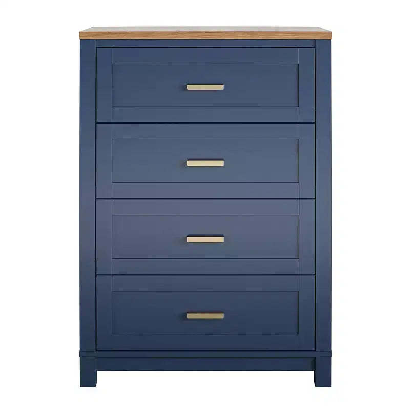 Armada 4-Drawer Dresser, Navy with Walnut Top