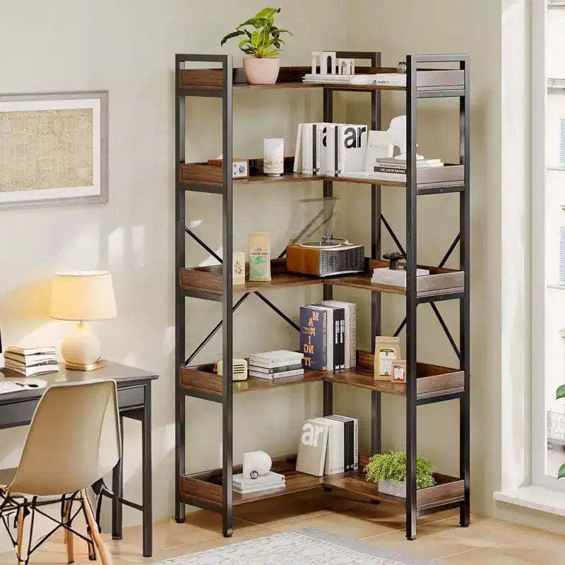 Hyleory L-Shape 5-Tier Bookshelf