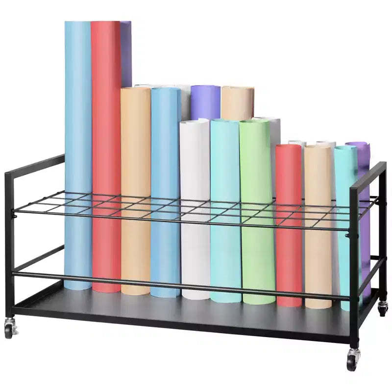 VEVOR Blueprint Storage Rack,50 Slots Blueprint Holder with Wheels,Mobile Metal Blueprint Storage Cart for Construction Plan Map Poster Architectural