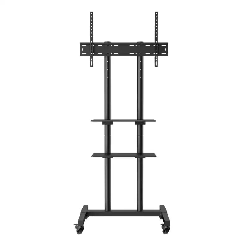 VEVOR Mobile TV Stand, Mobile TV Cart for 32 to 70 inch TVs, Height Adjustable Portable TV Stand with Wheels, Double Tray for Audio-Visual Devices