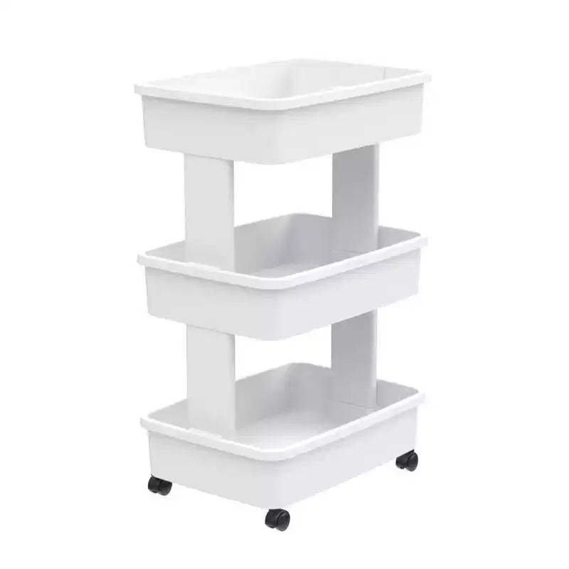 Starplast Storage Tote with Wheels, 27.2 in. H X 12.5 in. W X 17.4 in. D, White - Case of 2