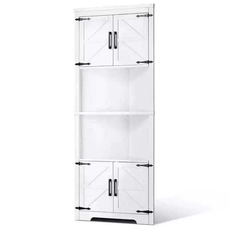 VEVOR 68 Tall Corner Storage Cabinet, 6 Tiers Farmhouse Storage Cabinet with 4 Wooden Doors & Adjustable Shelves,Freestanding Corner Kitchen Cabinet