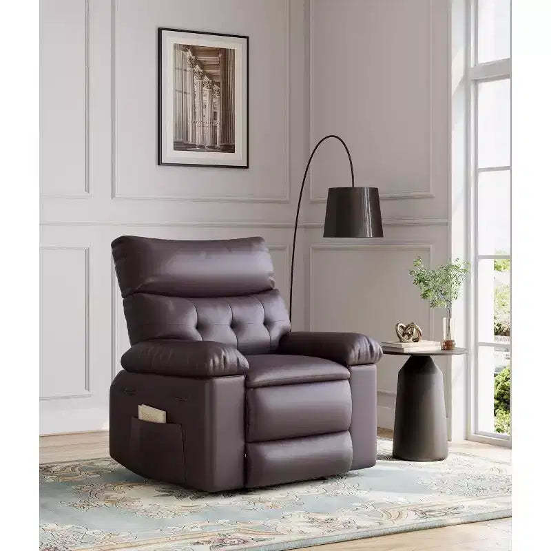 Oversized Recliner Chair for Adults - PU Leather Recliner Sofa with High-Density Foam, Wide Seat & Smooth Manual Recline