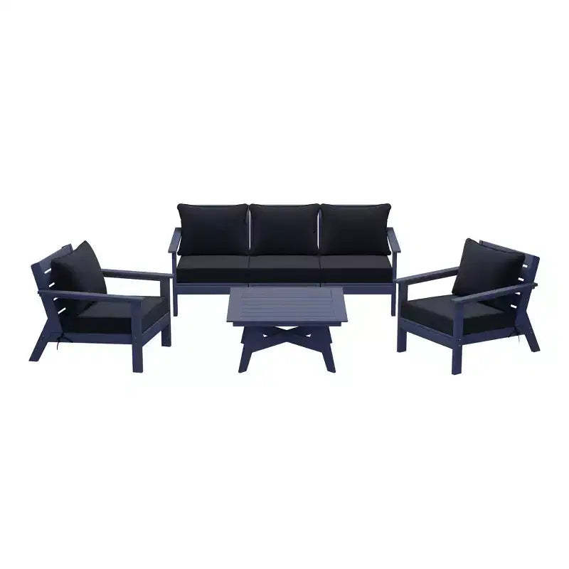 WestinTrends Avalon Outdoor 6-Piece Modular Sectional Patio Furniture Sofa Set, Navy Blue/Navy Blue