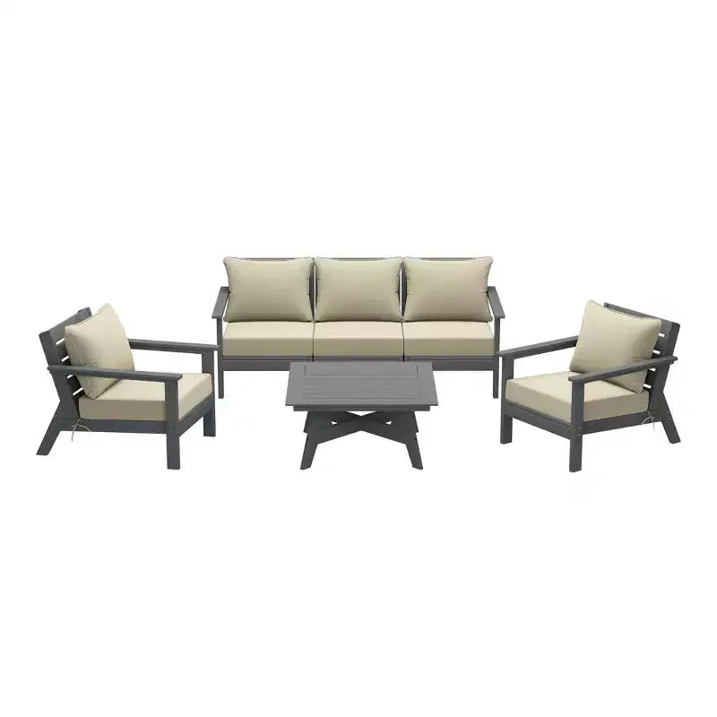 WestinTrends Avalon Outdoor 6-Piece Modular Sectional Patio Furniture Sofa Set, Gray/Beige