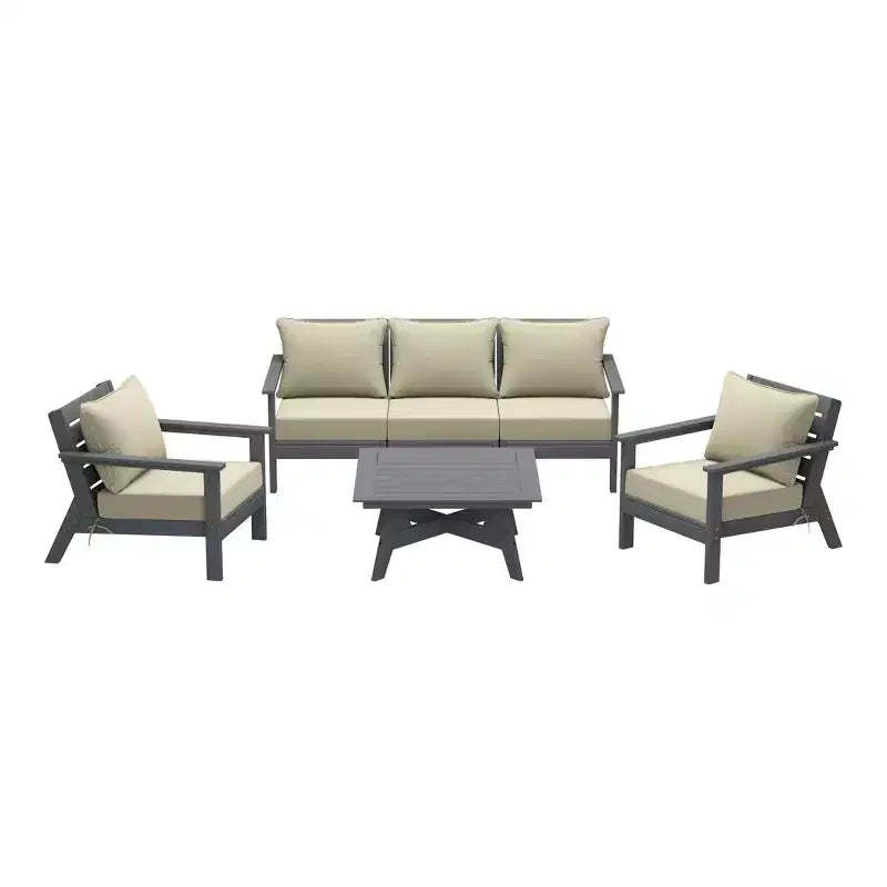 WestinTrends Avalon Outdoor 6-Piece Modular Sectional Patio Furniture Sofa Set, Gray/Beige