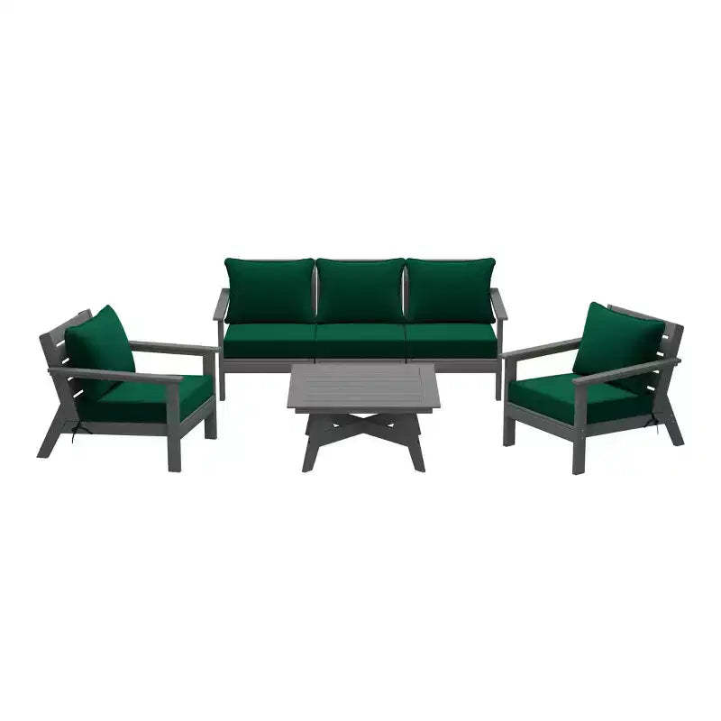 WestinTrends Avalon Outdoor 6-Piece Modular Sectional Patio Furniture Sofa Set, Gray/Green