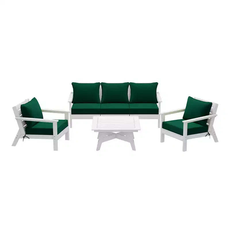 WestinTrends Avalon Outdoor 6-Piece Modular Sectional Patio Furniture Sofa Set, White/Green