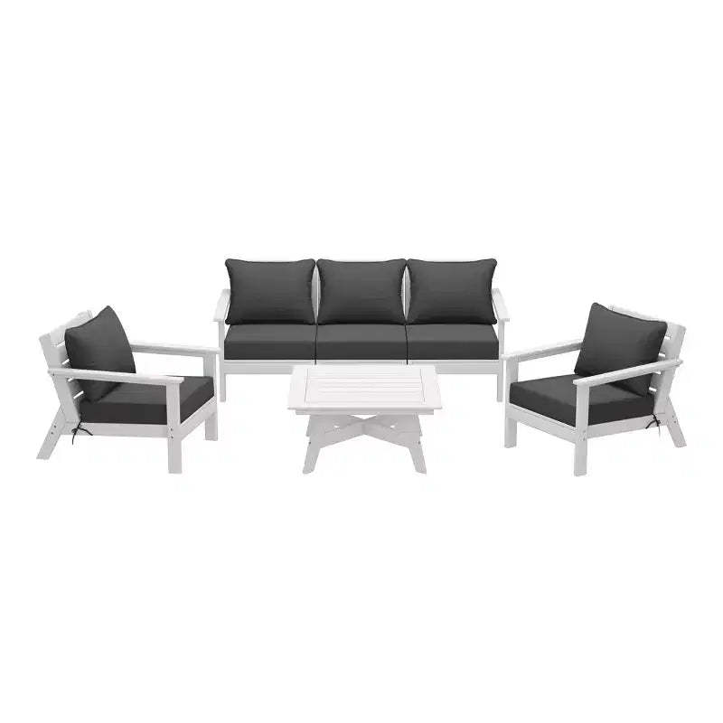 WestinTrends Avalon Outdoor 6-Piece Modular Sectional Patio Furniture Sofa Set, White/Gray