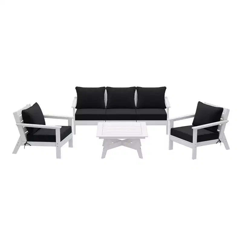 WestinTrends Avalon Outdoor 6-Piece Modular Sectional Patio Furniture Sofa Set, White/Black