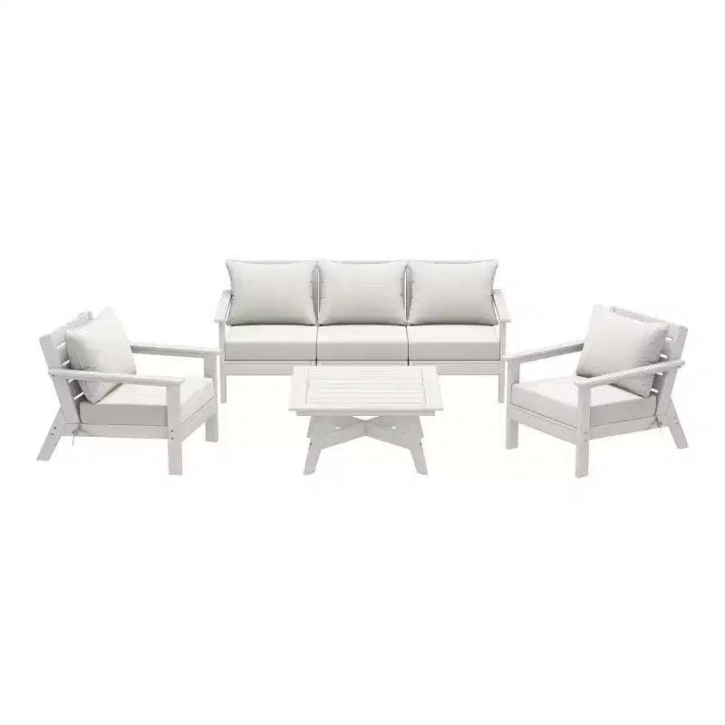 WestinTrends Avalon Outdoor 6-Piece Modular Sectional Patio Furniture Sofa Set, White/White