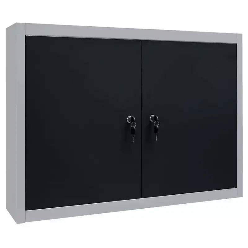 vidaXL Wall Mounted Tool Cabinet Industrial Style Metal Gray and Black - Gray