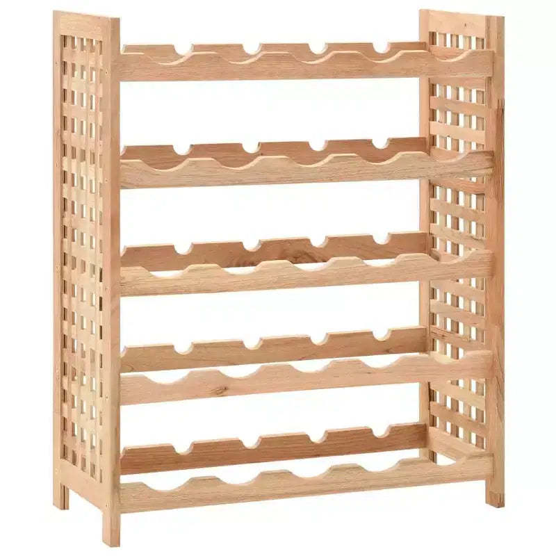 vidaXL Solid Walnut Wood Wine Rack - Freestanding 25-Bottle Holder, 5-Tier Storage, Elegant Shelving for Home Bar/Dining Area