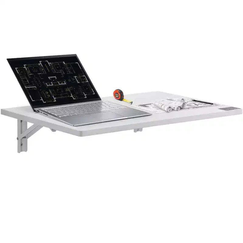 VEVOR Wall Mounted Folding Table, 23.62 x 15.75 Wall Mount Drop Leaf Table, Floating Desk with Iron Bracket, Fold Down Desk