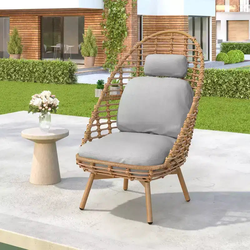 Christopher Knight Home Casey Outdoor Rattan and Metal High-back Lounge Swivel Chair with Cushion