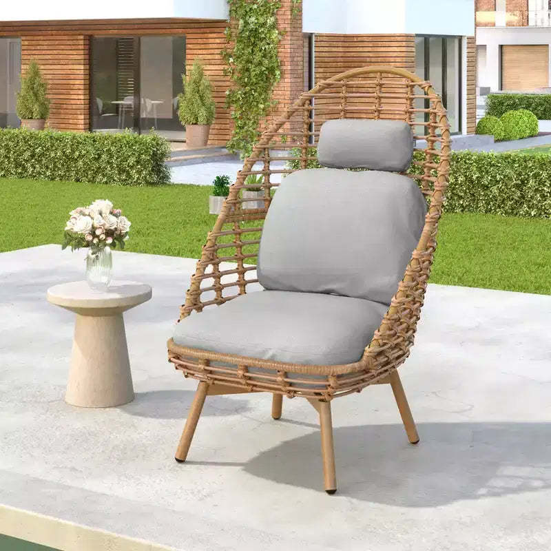 Christopher Knight Home Casey Outdoor Rattan and Metal High-back Lounge Swivel Chair with Cushion