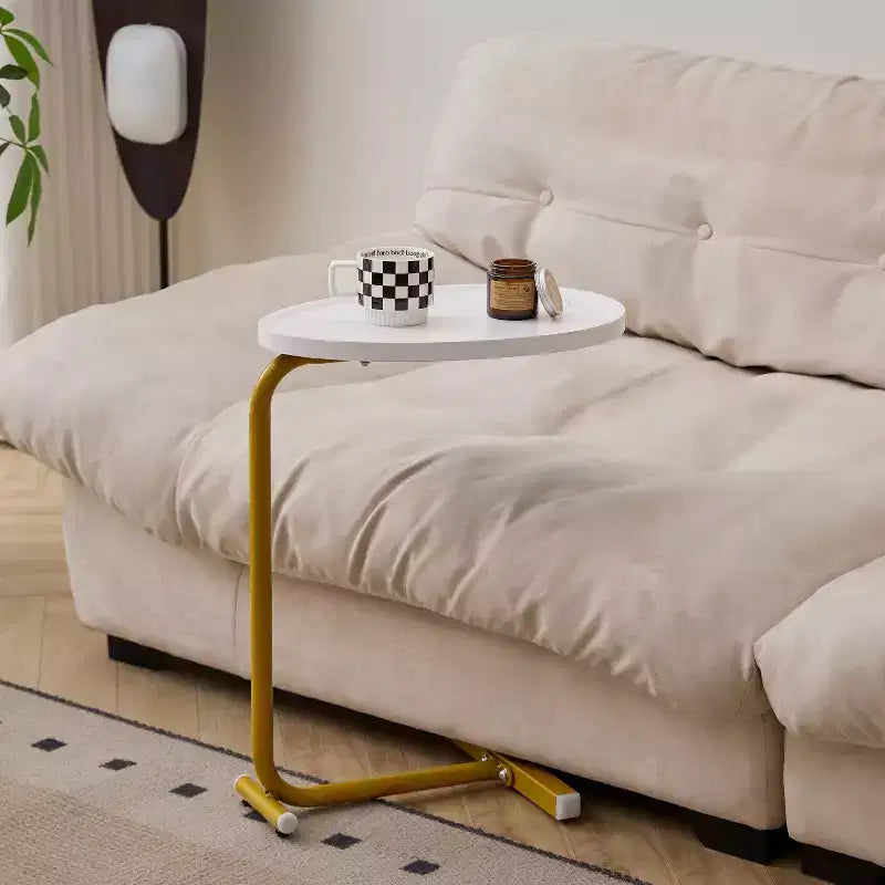 MAYEERTY 2-Piece White C-Shaped Side Table for Couch & Small Spaces