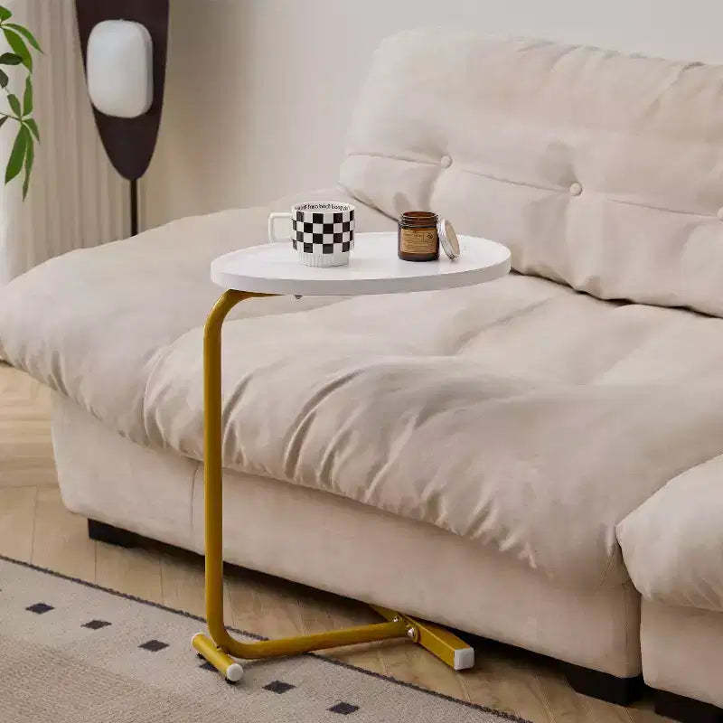 MAYEERTY 2-Piece White C-Shaped Side Table for Couch & Small Spaces