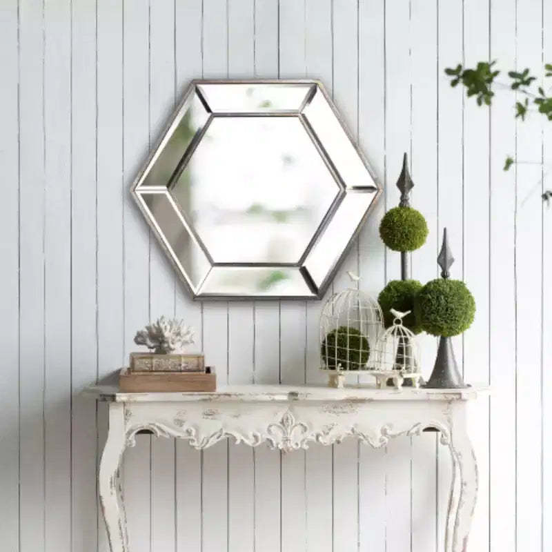 20 x 18 Hexagon Wall Mirror with Contemporary Glass Design, Home Decor Accent Mirror for Living Room, Entryway, Bedroom