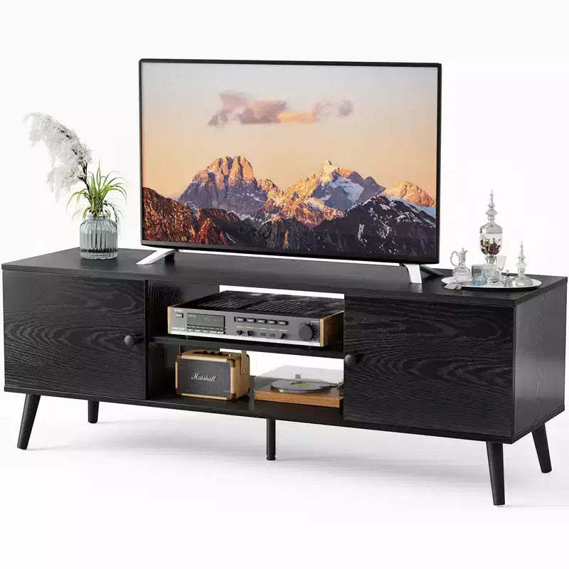 Panel TV cabinet can store black cabinets, suitable for home living room office TV cabinet