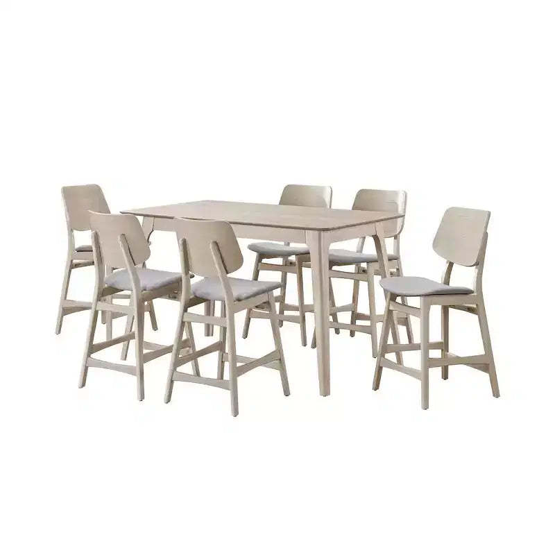 New Classic Furniture,Oscar 7-Piece Wood Counter Dining Set In White Ash