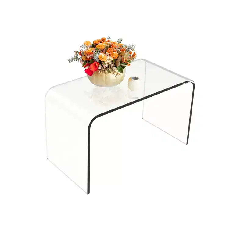 Lavish Home Acrylic Side Table, Multipurpose C-Shaped End Table, Laptop Lap Desk, Modern Furniture for Living Room, Bedroom, and Office