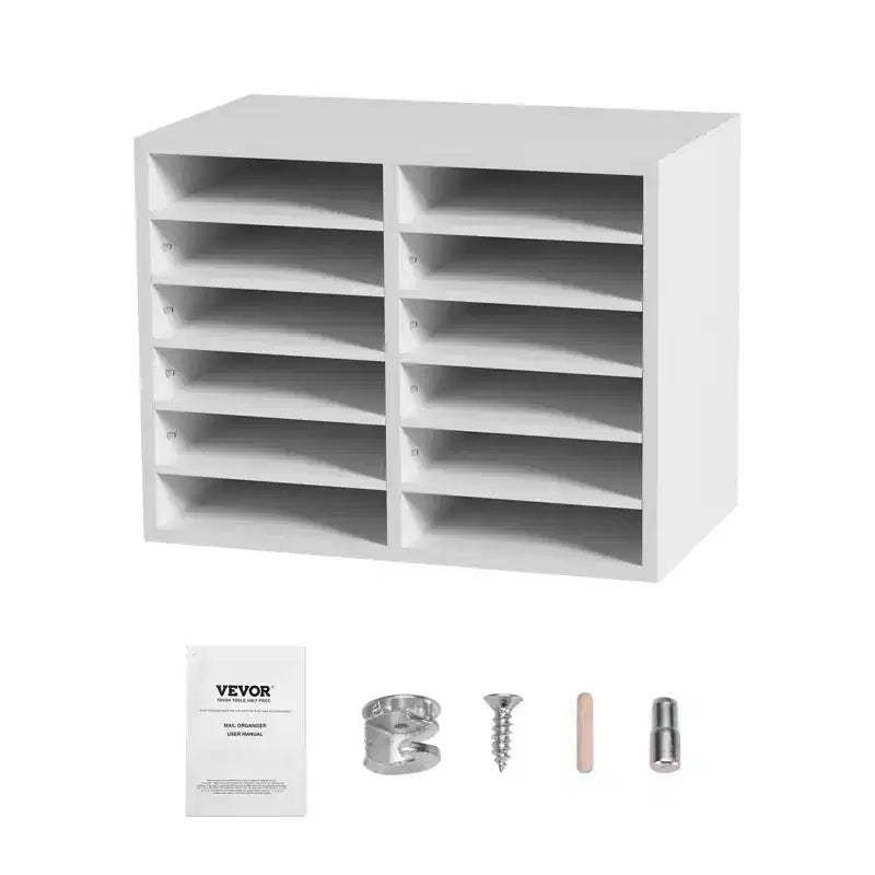 VEVOR Literature Organizers, 12 Compartments Office Mailbox with Adjustable Shelves, Wood Literature Sorter 20.4x12x16.1 inches, EPA Certified