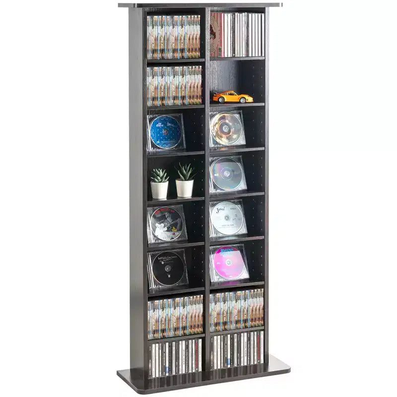 VEVOR Media Storage Cabinet, 8-layer DVD Shelf Holds up to 464 CDs, Adjustable CD Shelves 16 Compartments, Protects & Organizes Music, Movie