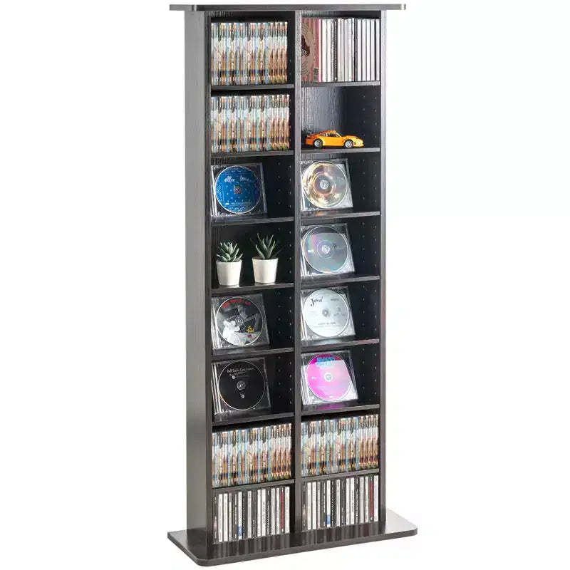VEVOR Media Storage Cabinet, 8-layer DVD Shelf Holds up to 464 CDs, Adjustable CD Shelves 16 Compartments, Protects & Organizes Music, Movie