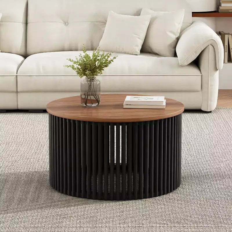 Christopher Knight Home Zanvia 30 Round Acacia Wood Coffee Table with Slatted Base