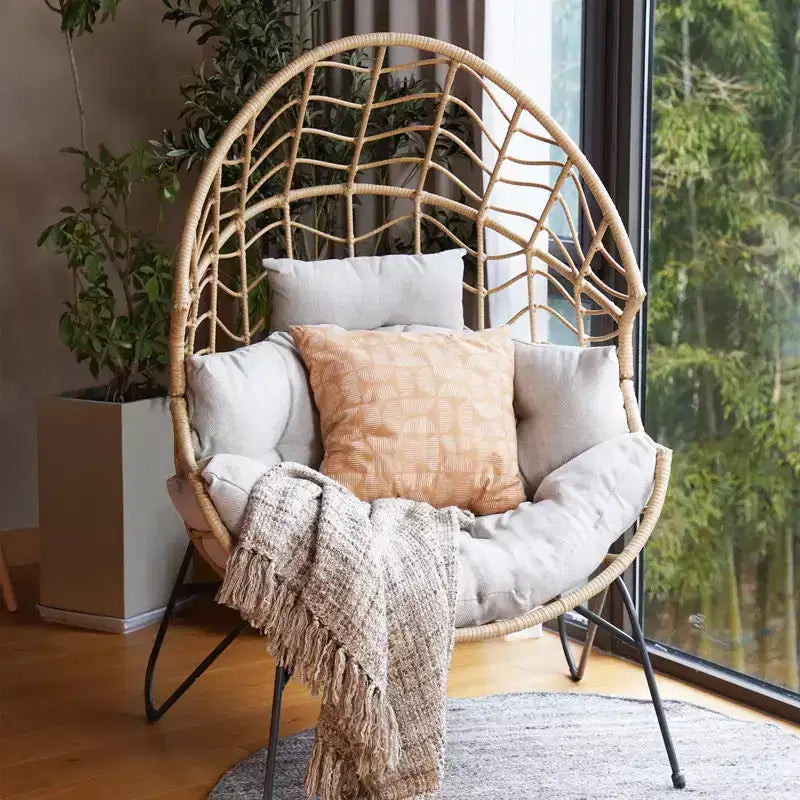 GRANDPATIO Steel Patio Wicker Chair with Cushions