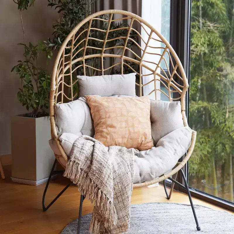 GRANDPATIO Steel Patio Wicker Chair with Cushions