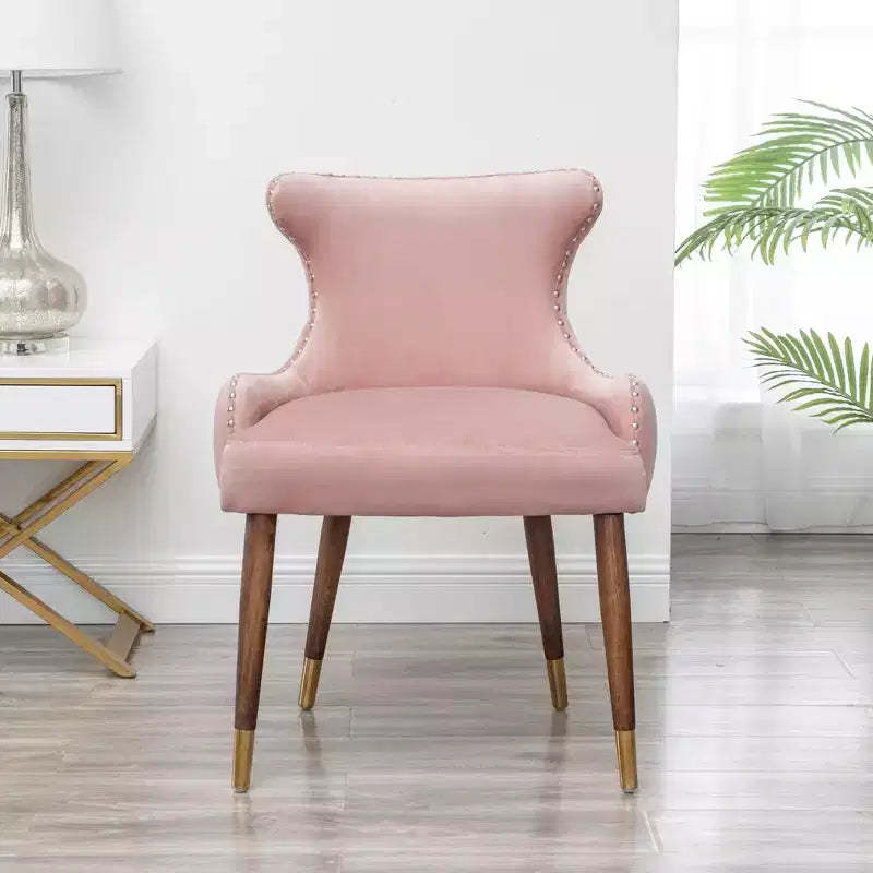 Okak Velvet Contemporary Accent Chair with Nailhead Trim Upholstery Deep Cushions Elegant Armchair with Solid Wood Legs for Living Room Bedroom