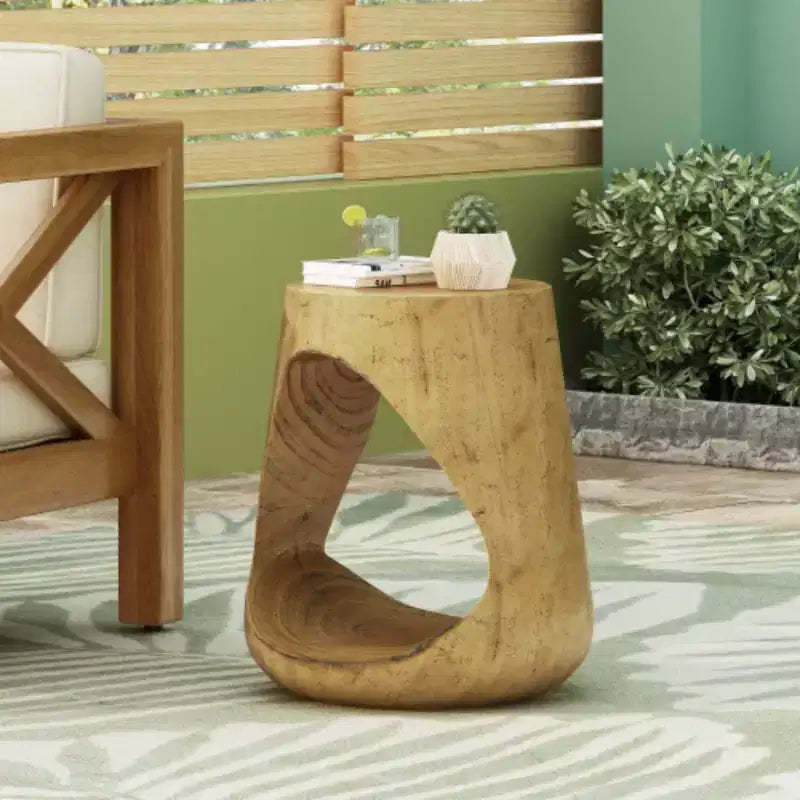 Hollow Side Table, Wood-like texture, Natural Color