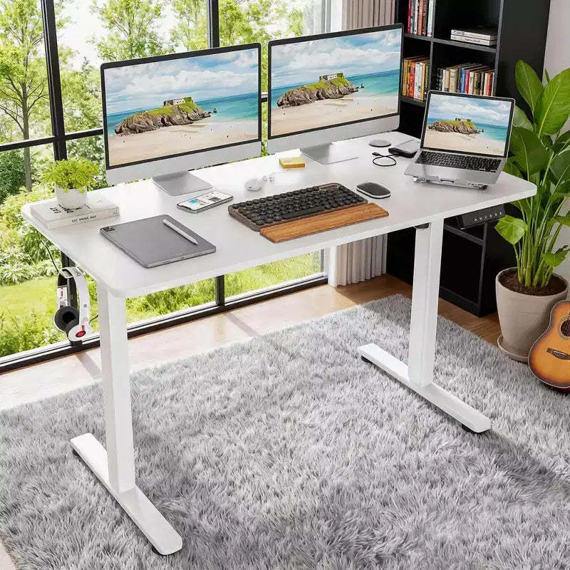 MAYEERTY 48x24 White Electric Standing Desk - Splice Board, Electric Height Adjustment