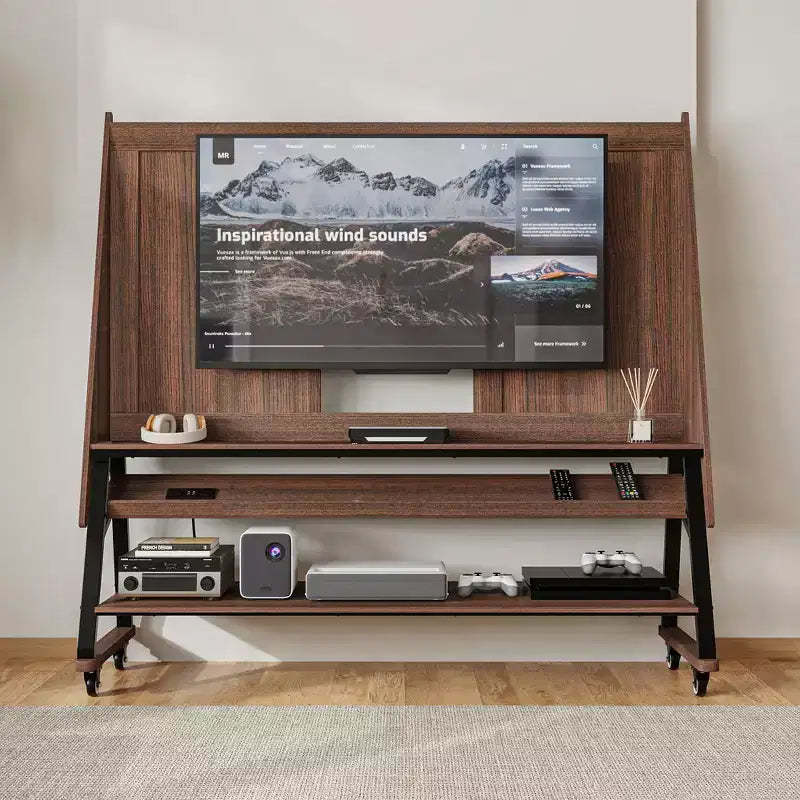 Famapy Modern Mobile TV Stand with Integrated Power Outlets - Supports 42 - 60 Inch TVs, Stylish Design for Home Entertainment Spaces