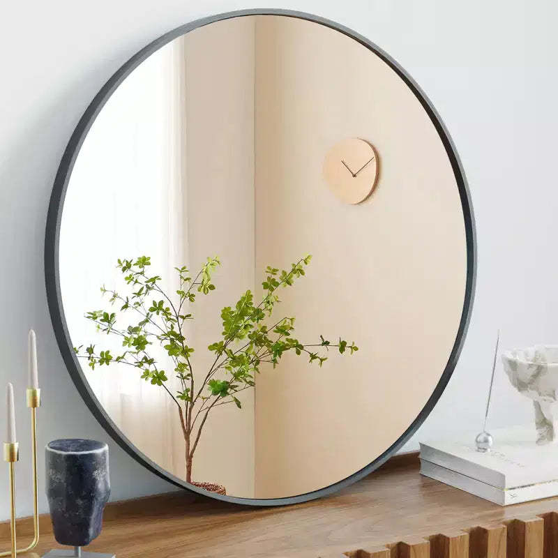 20 Inch Round Bathroom Mirror, Over Sink Aluminum Wall Mirror with Rustproof Coating, Black