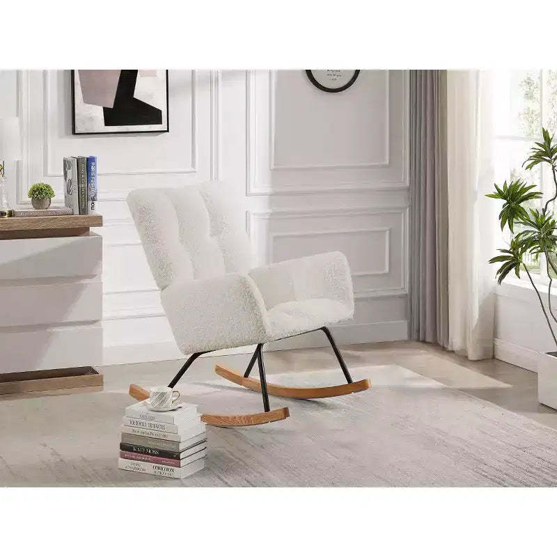 Okak Modern Glider Arm Chair,High Back Comfy Rocking Chair for Living Room,Office,Nursing,Reading
