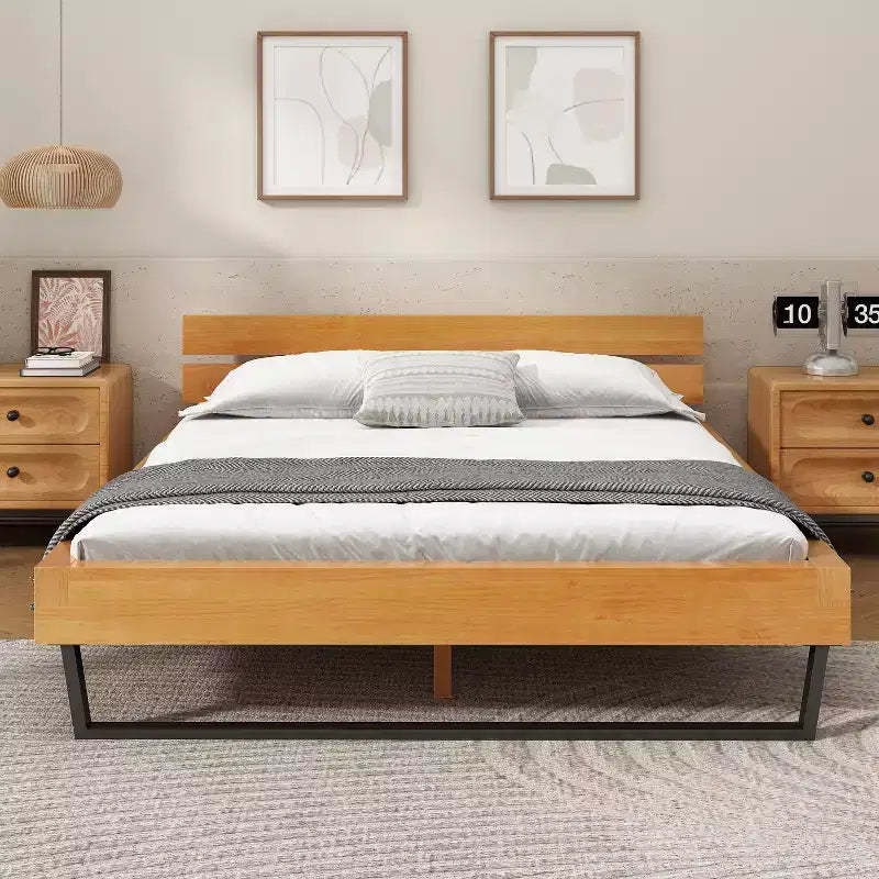Christopher Knight Home Myora Modern Industrial Pine Wood Bed Frame with Iron Base