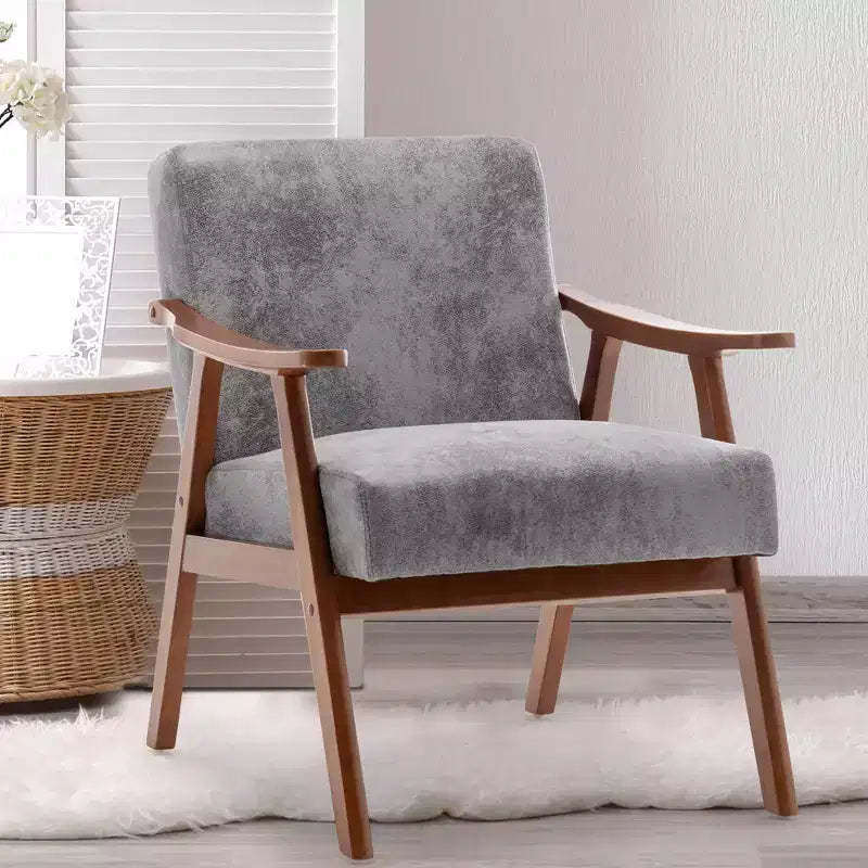 Okak Leisure Accent Chair Living Room Chair with Extra-Thick Backrest Wingback Armchair with Solid Wood Legs for Reading Room Bedroom