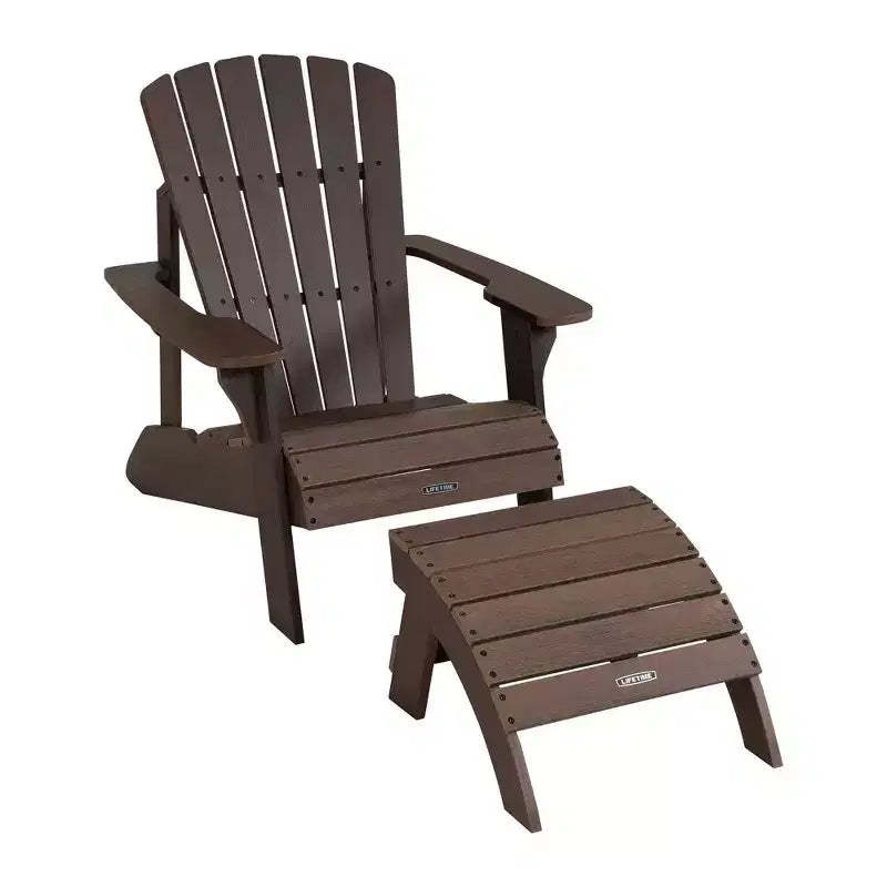 Lifetime Adirondack Chair and Ottoman Set, Rustic Brown (60294)