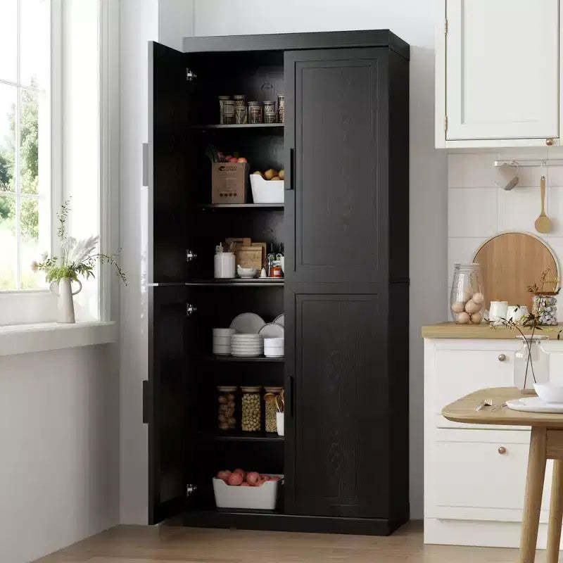 Modern Black Storage Cabinet with Shelves and Doors - Organize Your Space in Style