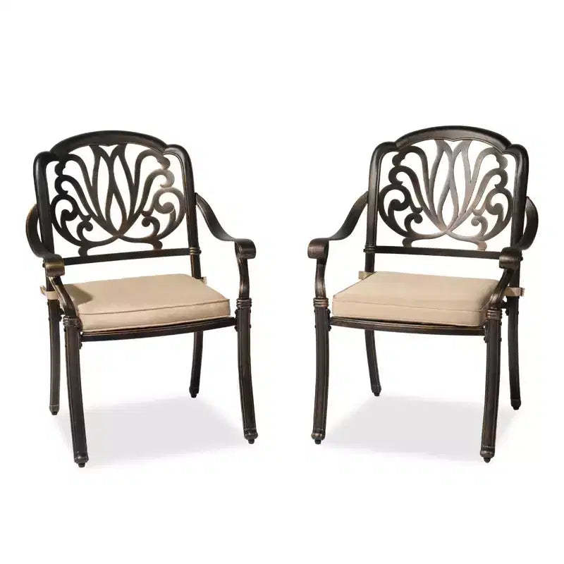 Karl Home | Metal Stackable Patio Dining Armchair with Cushion
