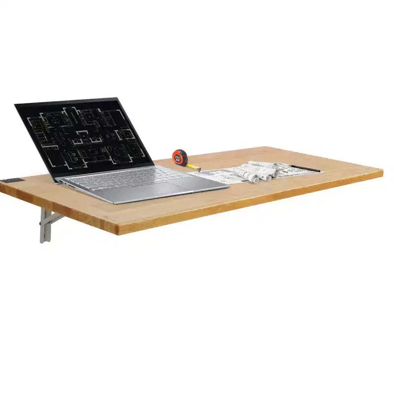 VEVOR Wall Mounted Folding Table, 47.24 x 19.69 Wall Mount Drop Leaf Table, Wooden Floating Desk with Iron Bracket, Fold Down Desk