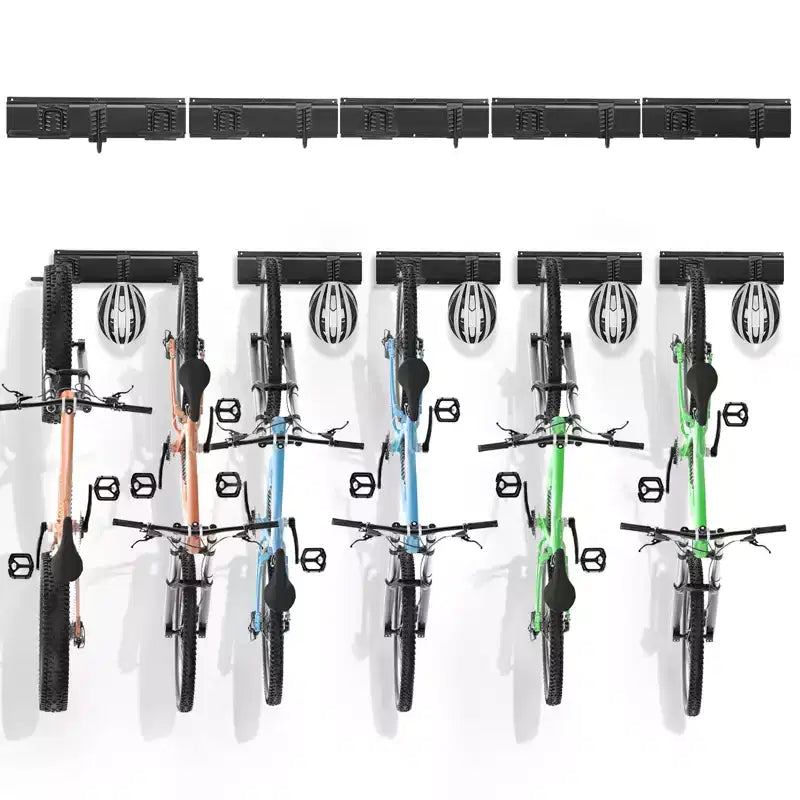VEVOR Bike Storage Rack, 6 Bike Racks and 5 Helmets Hooks, Wall Mount Bike Storage Hanger, Home & Garage Organizer