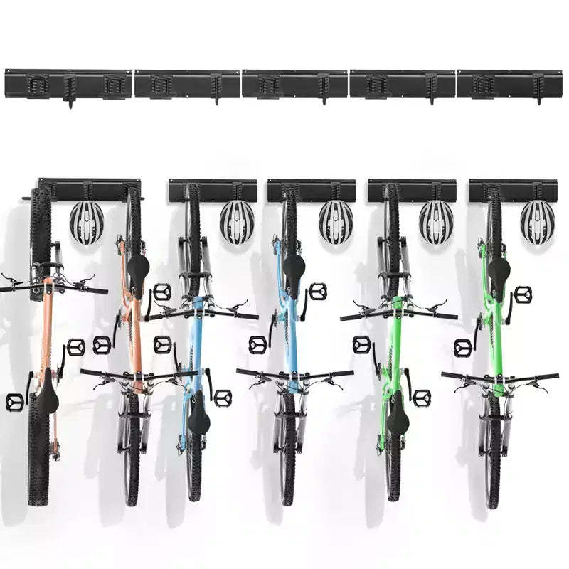 VEVOR Bike Storage Rack, 6 Bike Racks and 5 Helmets Hooks, Wall Mount Bike Storage Hanger, Home & Garage Organizer