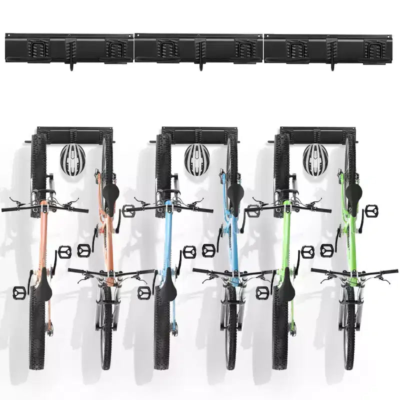 VEVOR Bike Storage Rack, 6 Bike Racks and 3 Helmets Hooks, Wall Mount Bike Storage Hanger, Home & Garage Organizer