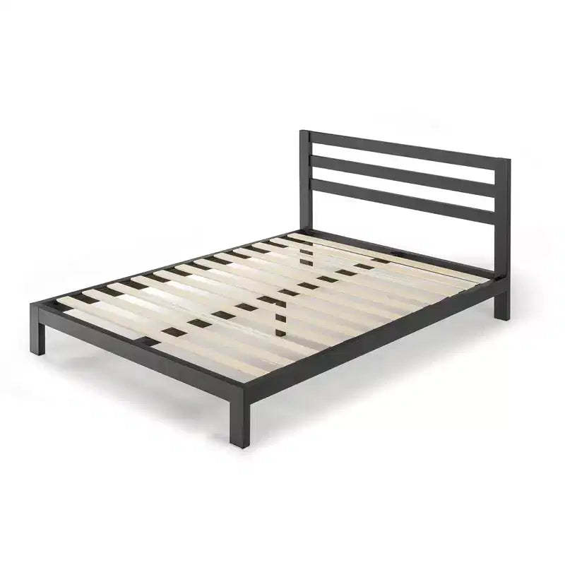 King Modernista Classic Heavy Duty Platform Bed Frame with Headboard, 10, Mellow